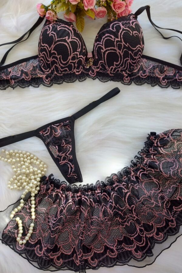 Conjunto de sainha em tule bordado especial - Imagem 4