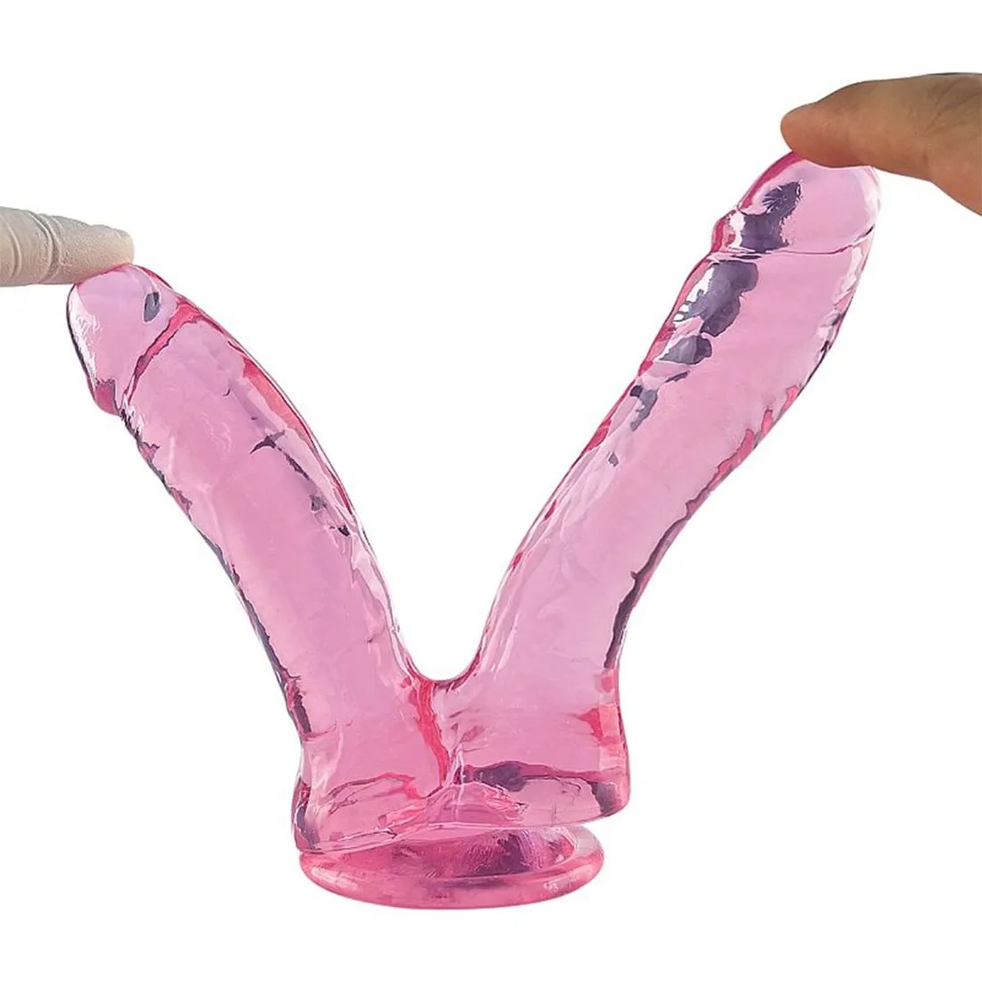 Dildo Duplo Realístico Transparente Flexível 17,3x3,5cm