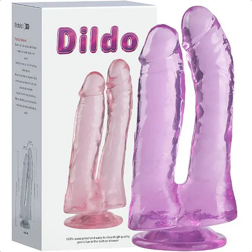 Dildo Duplo Realístico Transparente Flexível 17,3x3,5cm - Imagem 3